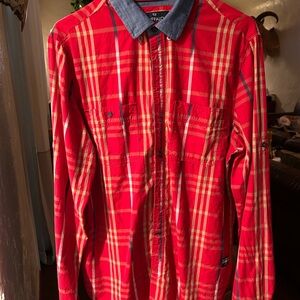 Buffalo David Bitton Red and Yellow Plaid Shirt
